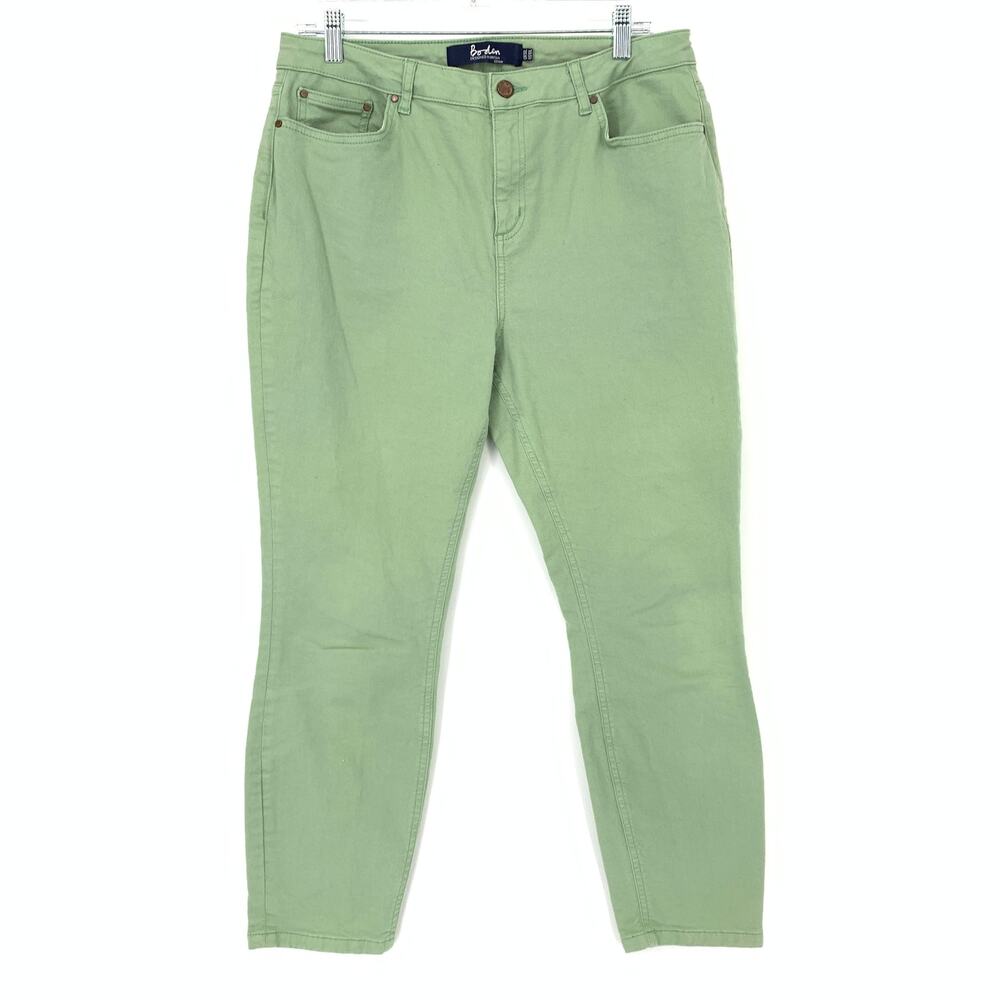 Boden Jeans Women's Sz 10L Mid Rise Crop Soho Skinny Stretch Denim Light Green